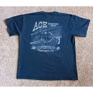 Ace Sporting Goods T-shirt Men's Large Gun Graphic Print Black Short Sleeve